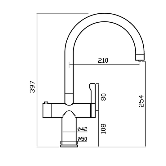 Clearwater Magus 3 3 in 1 C Spout Boiling Hot Water Kitchen Mixer Tap - Brushed Nickel - MAE2KBN