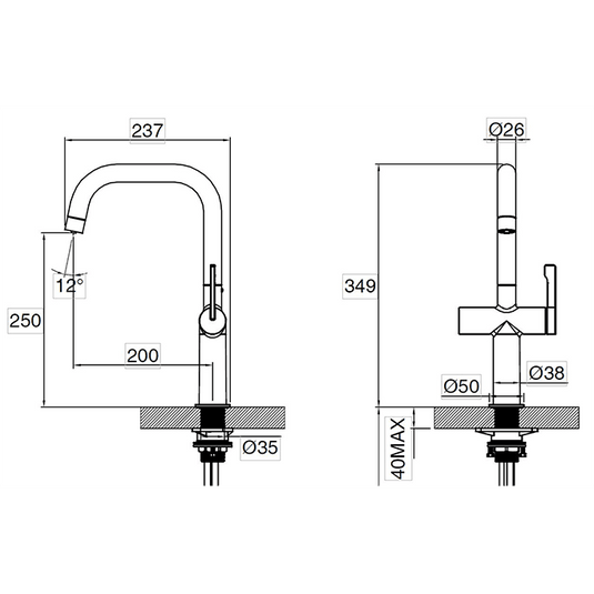 Clearwater Mariner Filtered Water Kitchen Sink Mixer Tap - Brushed Brass - MAL10BB