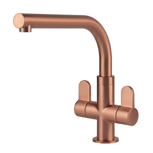 Clearwater Miram Twin Lever Monobloc Kitchen Sink Mixer Tap - Brushed Copper - MIR2BC