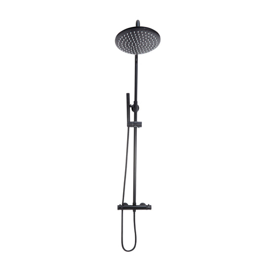 Scudo Core Round Rigid Riser Shower Black - Matt Black - NU-020