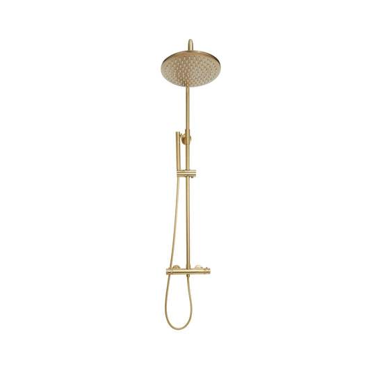 Scudo Core Round Rigid Riser Shower - Brushed Brass - NU-021