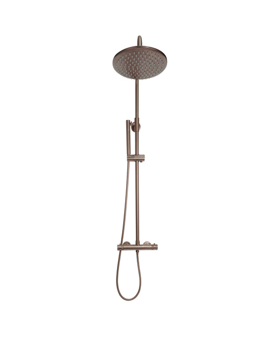 Scudo Core Round Rigid Riser Shower - Brushed Bronze - NU-042