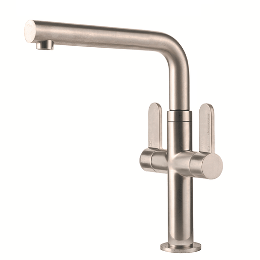 Clearwater Pulsar Twin Lever Monobloc Kitchen Sink Mixer Tap - Brushed Nickel - PU2BN