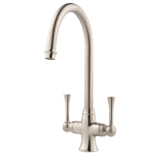 Clearwater Regent C Twin Lever Monobloc Kitchen Sink Mixer Tap - Brushed Nickel - LANBN