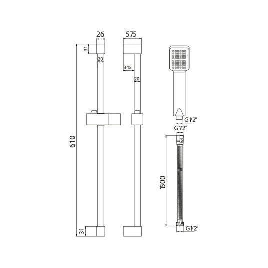 Scudo Mono Square Riser Kit - Black - BLACK003ORBL