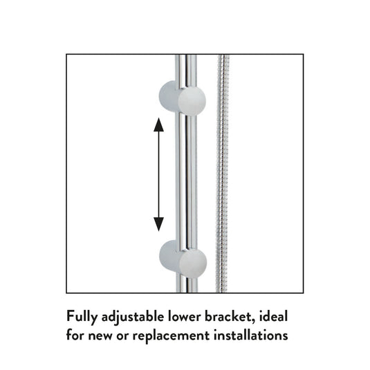 Scudo Middleton Slide Rail Kit With Adjustable Mounting brackets & Handset - Chrome - RISERKIT005L