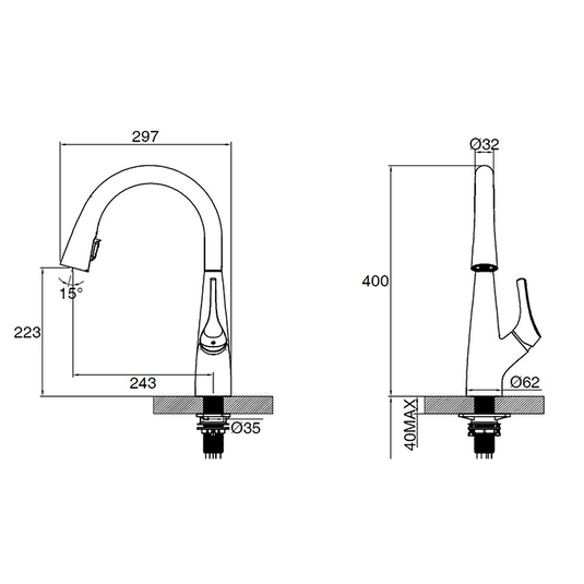 Clearwater Rosetta Filtered Water Kitchen Sink Mixer Tap - Brushed Nickel - ROL10BN