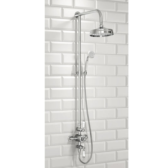 Scudo Thermostatic Exposed Valve w/ Fixed Head and Handset - Chrome - SHOWER006