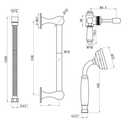 Scudo Traditional Slide Rail Kit - Chrome - RISERKIT003L