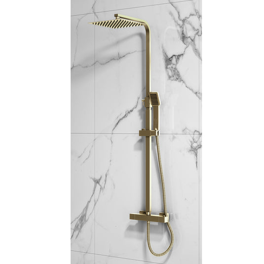 Scudo Elliot Square Rigid Riser Shower Set - Brushed Brass - SK700