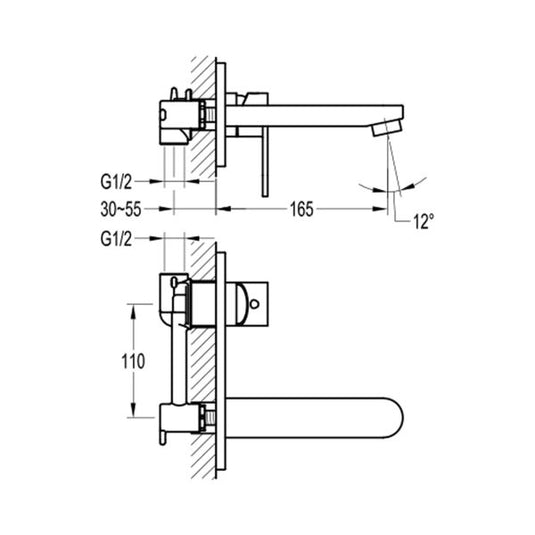 Flova Smart 2-Hole Concealed Basin Mixer Tap Finishing Set – Brushed Brass - BRB-SM2HBAS-TRIM