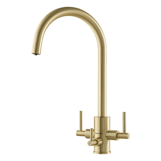 Clearwater Stella Tri Spar C Filtered Water Kitchen Sink Mixer Tap - Brushed Brass - ST2BB