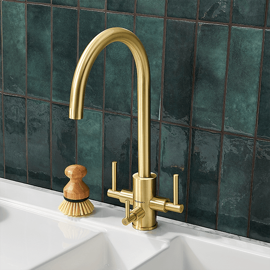 Clearwater Stella Tri Spar C Filtered Water Kitchen Sink Mixer Tap - Brushed Brass - ST2BB