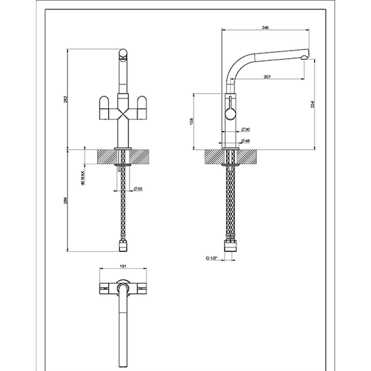 Clearwater Pulsar Twin Lever Monobloc Kitchen Sink Mixer Tap - Brushed Nickel - PU2BN