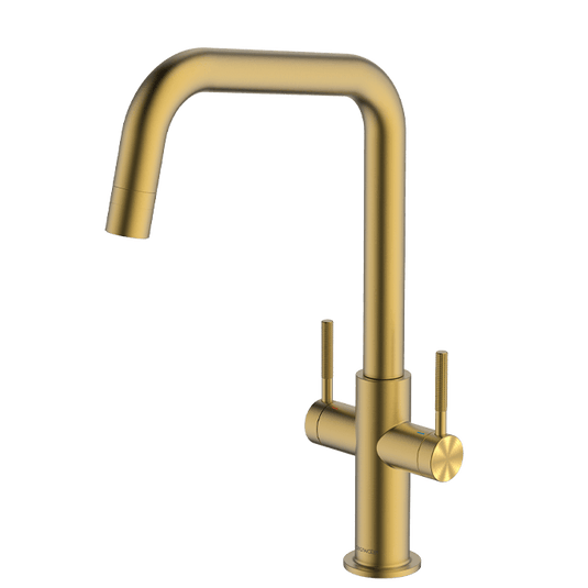 Clearwater Topaz U Dual Lever Twist & Spray Monobloc Kitchen Sink Mixer Tap - Brushed Brass - TOP10BB