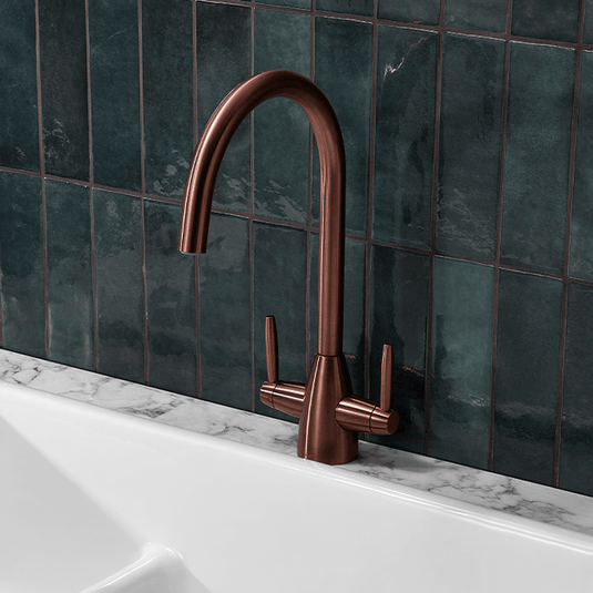 Clearwater Tutti Dual Lever Regency Twist & Spray Monobloc Kitchen Sink Mixer Tap - Copper - TU81073RC