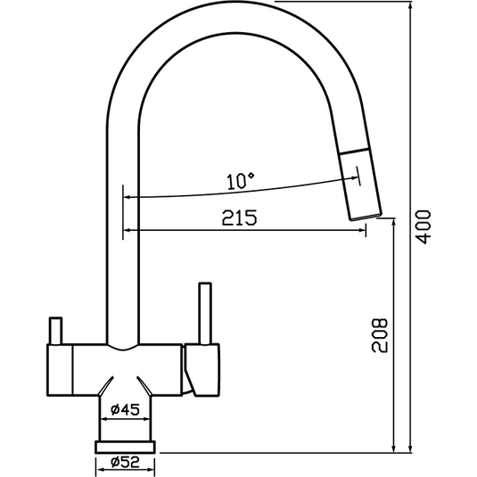 Clearwater Toledo Filtered Water Pull Out Kitchen Sink Mixer Tap - Brushed Brass - TO2BB