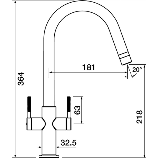 Clearwater Topaz J Dual Lever Twist & Spray Monobloc Kitchen Sink Mixer Tap - Brushed Brass - TOP20BB