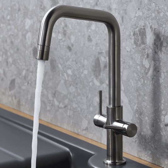 Clearwater Topaz U Dual Lever Twist & Spray Monobloc Kitchen Sink Mixer Tap - Brushed Nickel - TOP10BN