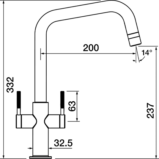 Clearwater Topaz U Dual Lever Twist & Spray Monobloc Kitchen Sink Mixer Tap - Brushed Brass - TOP10BB