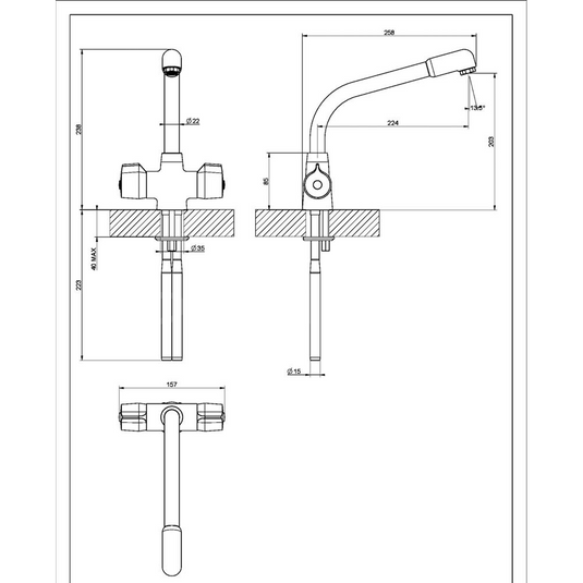 Clearwater Ultra Twin Lever Monobloc Kitchen Sink Mixer Tap | Chrome | ULTCP