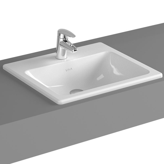 Vitra S20 Square Countertop Basin - 450mm Wide - 1 Tap Hole - Envy Bathrooms Ltd