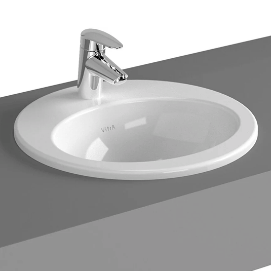 Vitra S20 Oval Countertop Basin - 425mm Wide - 1 Tap Hole - Envy Bathrooms Ltd