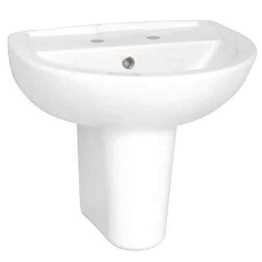Vitra Layton Wall Hung Basin with Semi Pedestal - 550mm Wide - 2 Tap Hole - Envy Bathrooms Ltd