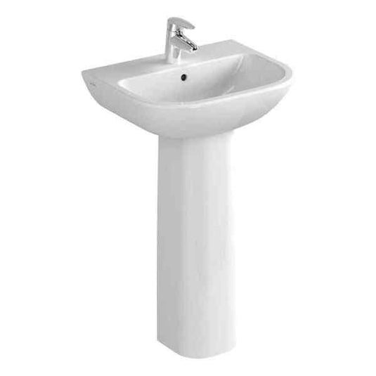 Vitra S20 Wall Hung Basin with Full Pedestal - 500mm Wide - 1 Tap Hole - Envy Bathrooms Ltd