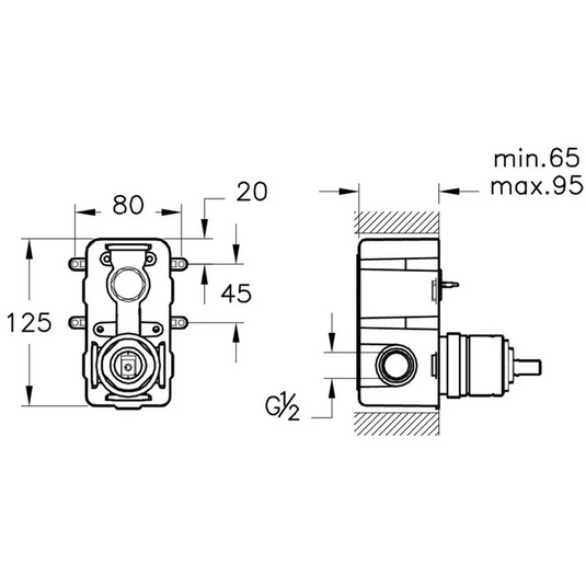 VitrA Concealed Part for Wall Mounted Bath/Shower Mixer - A41949VUK - Envy Bathrooms Ltd