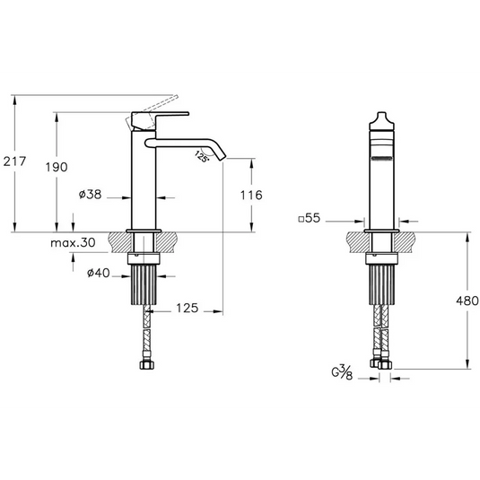 VitrA Suit Basin Mixer (Top Handle) - Chrome - A42816 - Envy Bathrooms Ltd