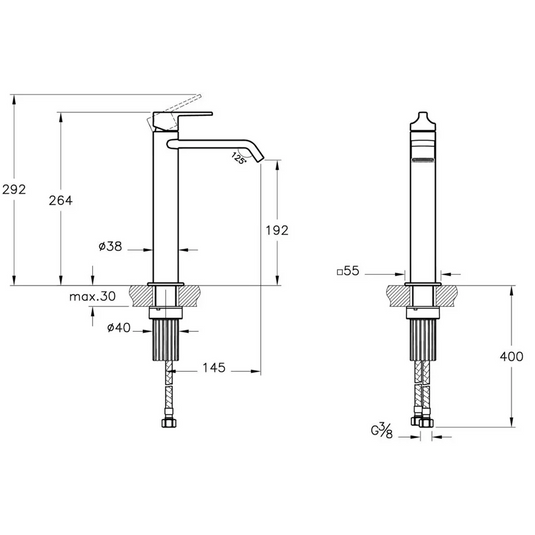 VitrA Suit Tall Basin Mixer (Top Handle) - Gloss Black - A4281439 - Envy Bathrooms Ltd