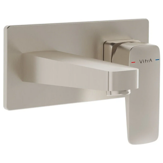 VitrA Root Square Wall Mounted Basin Mixer - Brushed Nickel - A4273834EXP - Envy Bathrooms Ltd