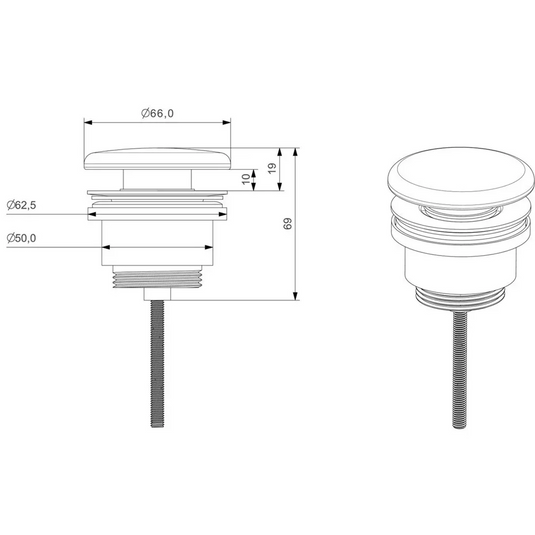 VitrA Universal Ceramic Waste (Push-Open) - White - 6398L003-7205 - Envy Bathrooms Ltd