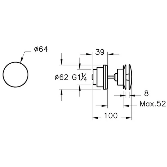 VitrA Universal Waste (Free-Flowing) - Matt Black - A4514836WTC - Envy Bathrooms Ltd