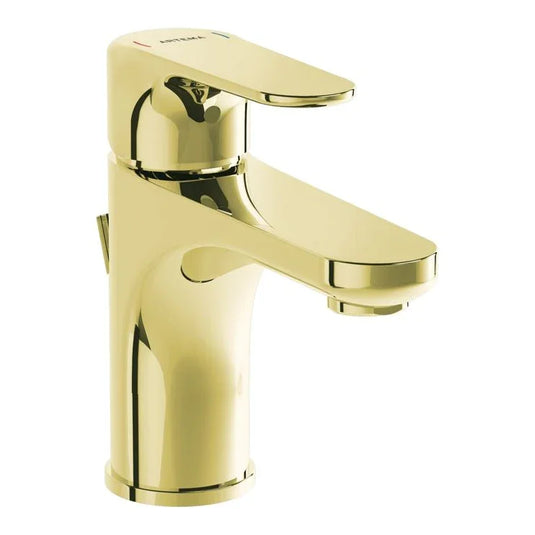 VitrA Root Round Compact Basin Mixer With Waste Lever - Soft Gold - A4272274VUK - Envy Bathrooms Ltd