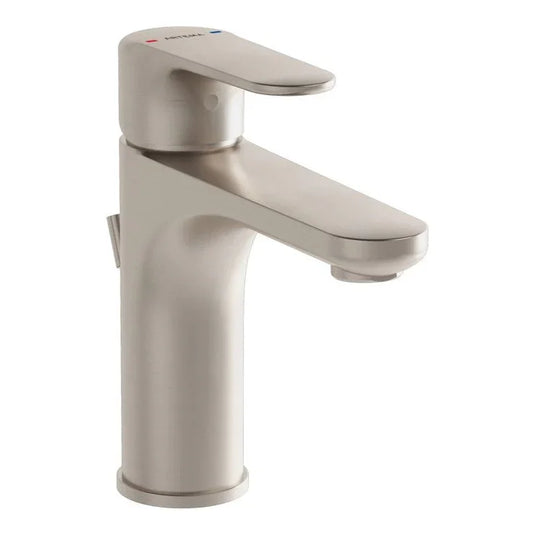 VitrA Root Round Basin Mixer With Waste Lever - Brushed Nickel - A4272334VUK - Envy Bathrooms Ltd