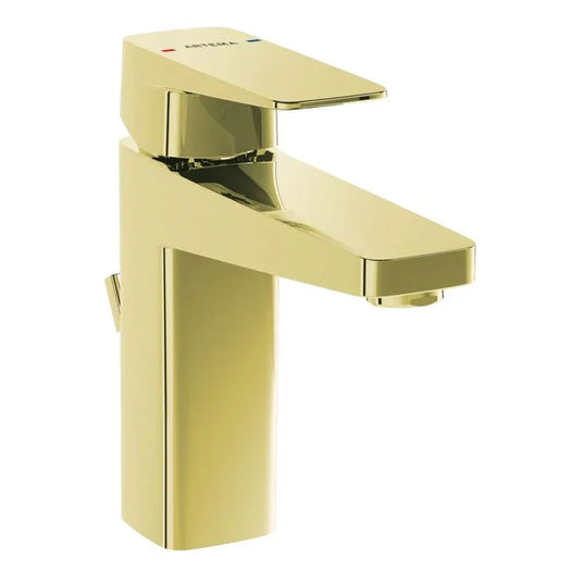 VitrA Root Square Basin Mixer With Waste Lever - Soft Gold - A4273474VUK - Envy Bathrooms Ltd