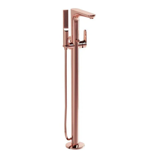 VitrA Root Round Floor Standing Bath/Shower Mixer - Soft Copper - A4274129EXP - Envy Bathrooms Ltd