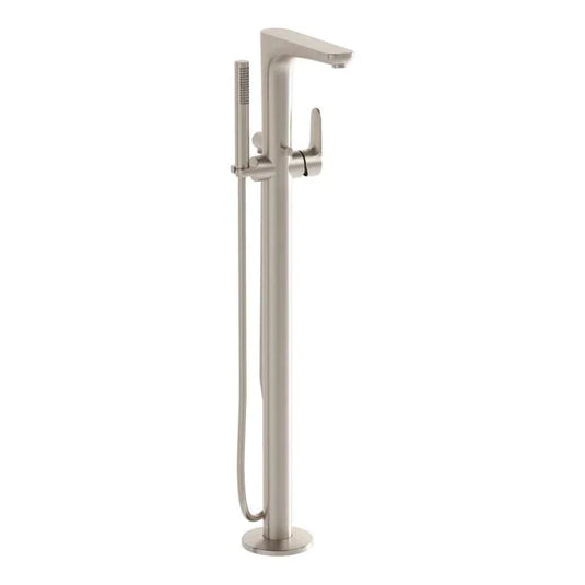 VitrA Root Round Floor Standing Bath/Shower Mixer - Brushed Nickel - A4274134EXP - Envy Bathrooms Ltd