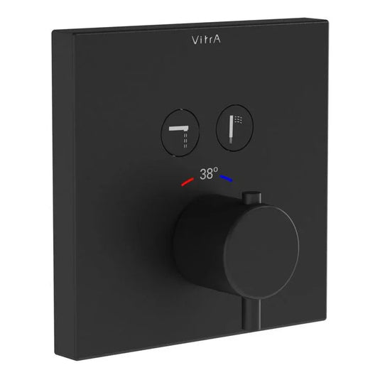 VitrA Aquacontrol Square Concealed Thermostatic 2-Way Bath Mixer - Matt Black - A4274636EXP - Envy Bathrooms Ltd