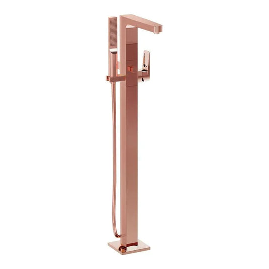 VitrA Root Square Floor Standing Bath/Shower Mixer - Soft Copper - A4276029EXP - Envy Bathrooms Ltd