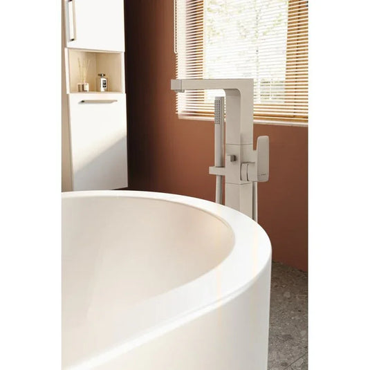 VitrA Root Square Floor Standing Bath/Shower Mixer - Brushed Nickel - A4276034EXP - Envy Bathrooms Ltd
