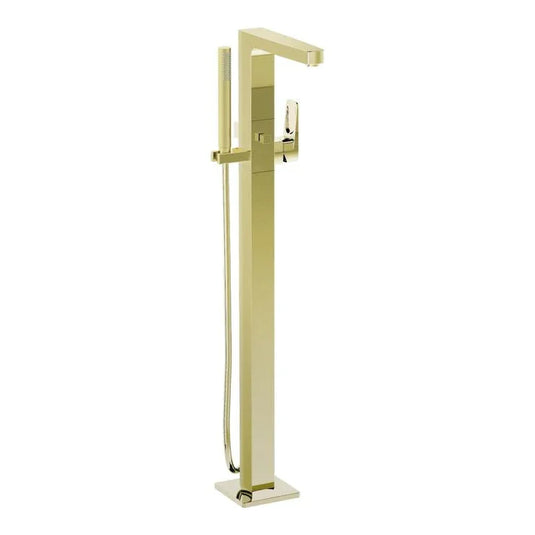 VitrA Root Square Floor Standing Bath/Shower Mixer - Soft Gold - A4276074EXP - Envy Bathrooms Ltd