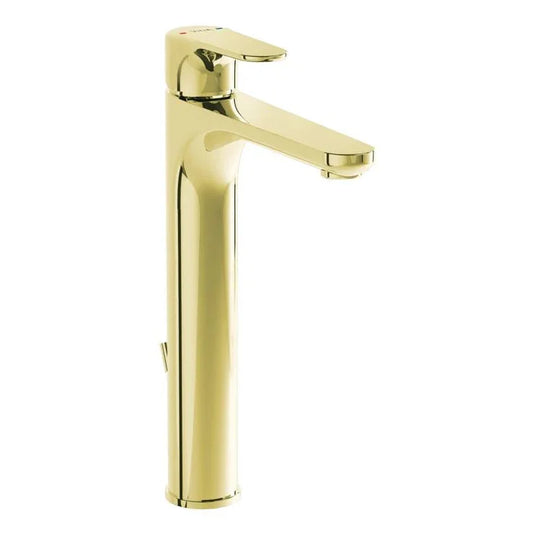VitrA Root Round Tall Basin Mixer With Waste Lever - Soft Gold - A4276674EXP - Envy Bathrooms Ltd
