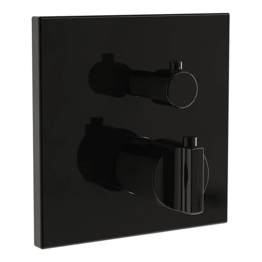 VitrA Suit Integrated Thermostatic Bath/Shower Mixer - Gloss Black - A4287439 - Envy Bathrooms Ltd