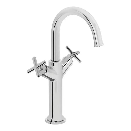 VitrA Origin Classic Tall Basin Mixer (Cross Handles) - Chrome - A42886 - Envy Bathrooms Ltd