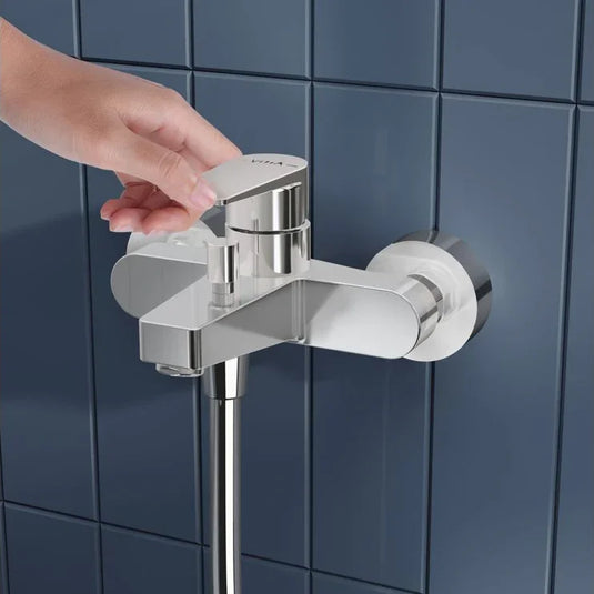 VitrA Flow Square Wall Mounted Bath/Shower Mixer - Chrome - A43063EXP - Envy Bathrooms Ltd