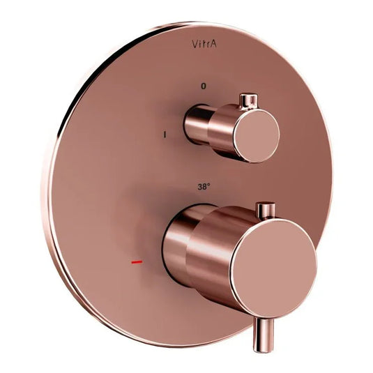 VitrA Root Round Integrated Thermostatic Bath/Shower Mixer Valve - Soft Copper - A4325829EXP - Envy Bathrooms Ltd