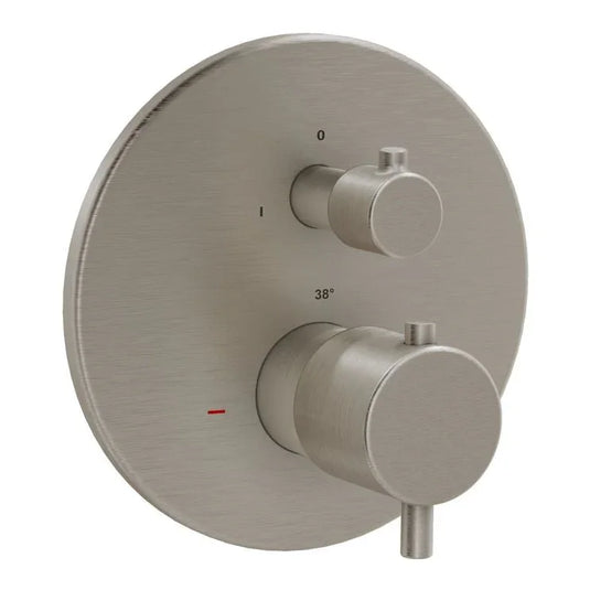 VitrA Root Round Integrated Thermostatic Bath/Shower Mixer Valve - Brushed Nickel - A4325834EXP - Envy Bathrooms Ltd